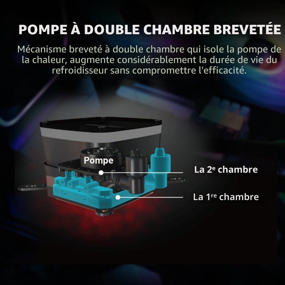 ENERMAX Watercooling AQUAFUSION ADV 360 mm, Refroidisseur liquide de processeur INTEL et AMD Tout-en-Un (AIO), Noir