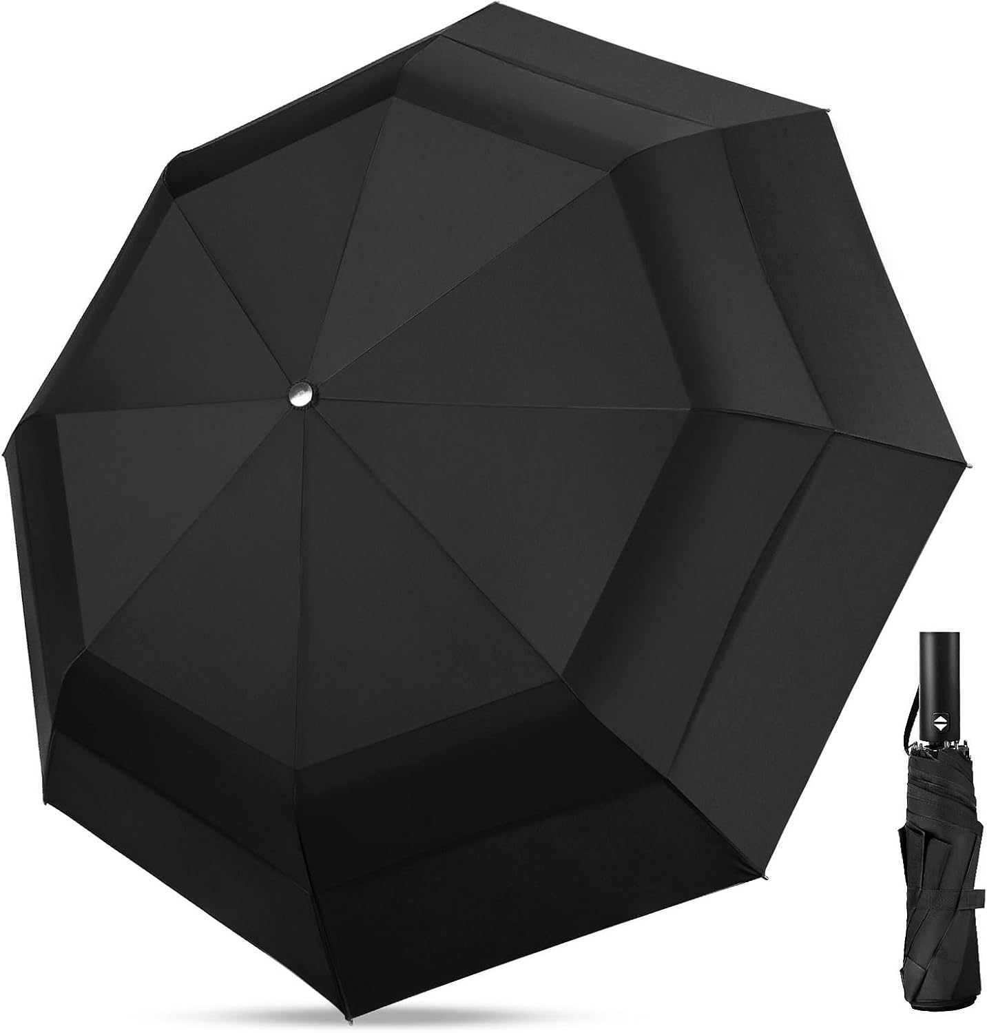 Golf Umbrella For Adults - Oversized 54inch Double Layer Windproof Extra Large Black Golf Umbrella Folding Compact, Automatic Open&Close