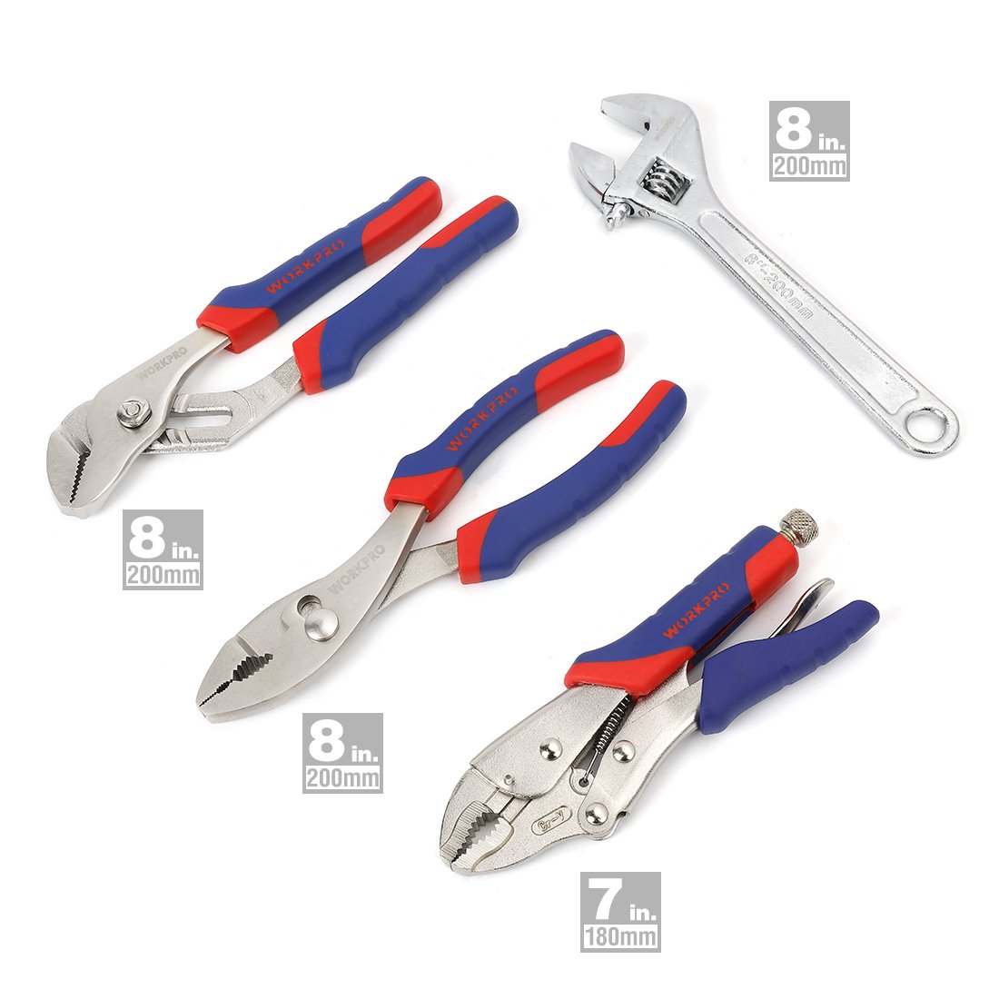 WORKPRO Pliers Set 4piece Locking Plier Slipjoint Plier Groove Joint