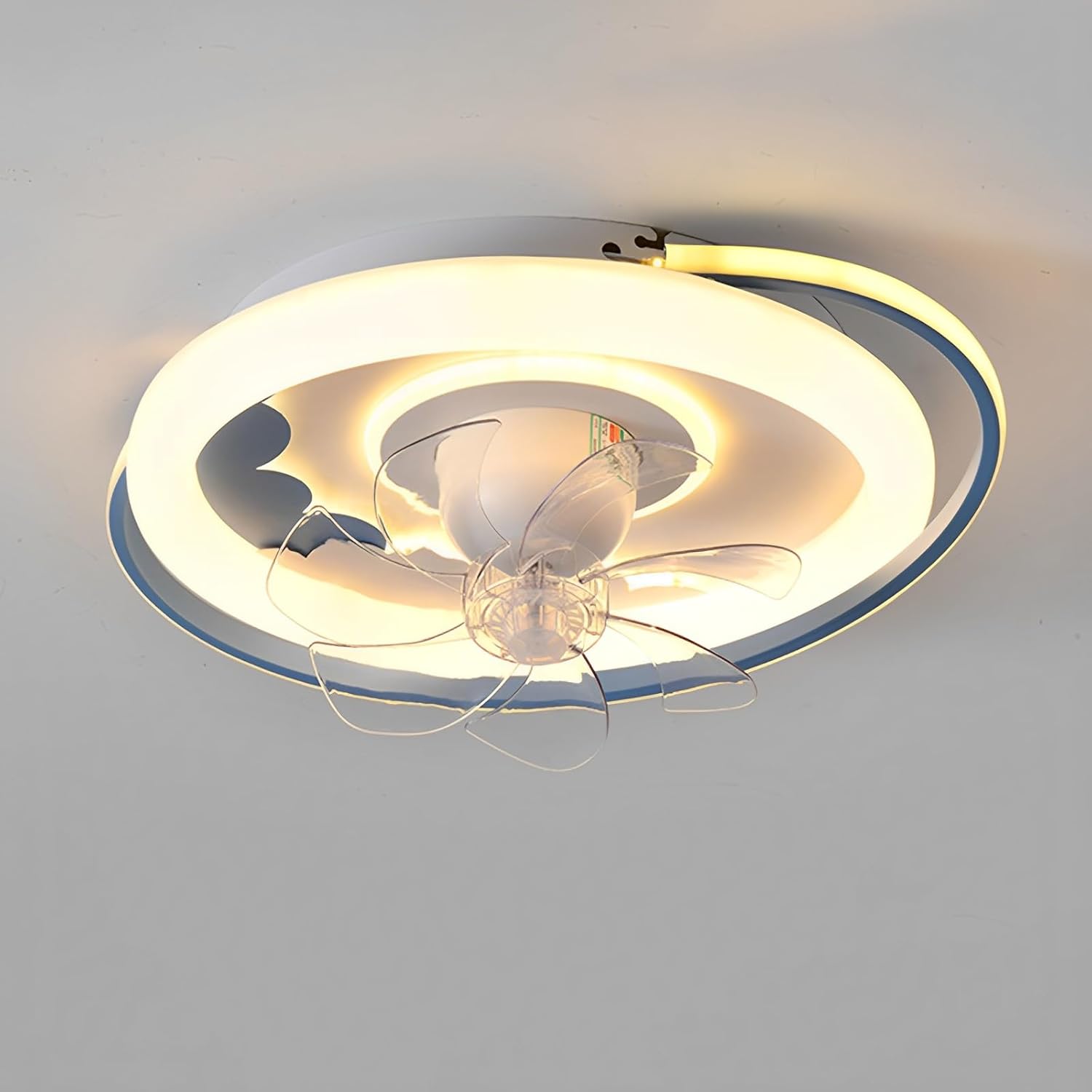 Creative 360° Rotating Ceiling Fan Light Remote 6 Speeds Ceiling Fans with Lights Dimmable 96W LED Ceiling Lights Fan Lighting Girl Boy Kids Room Bedroom Mute Ceiling Fan Lighting