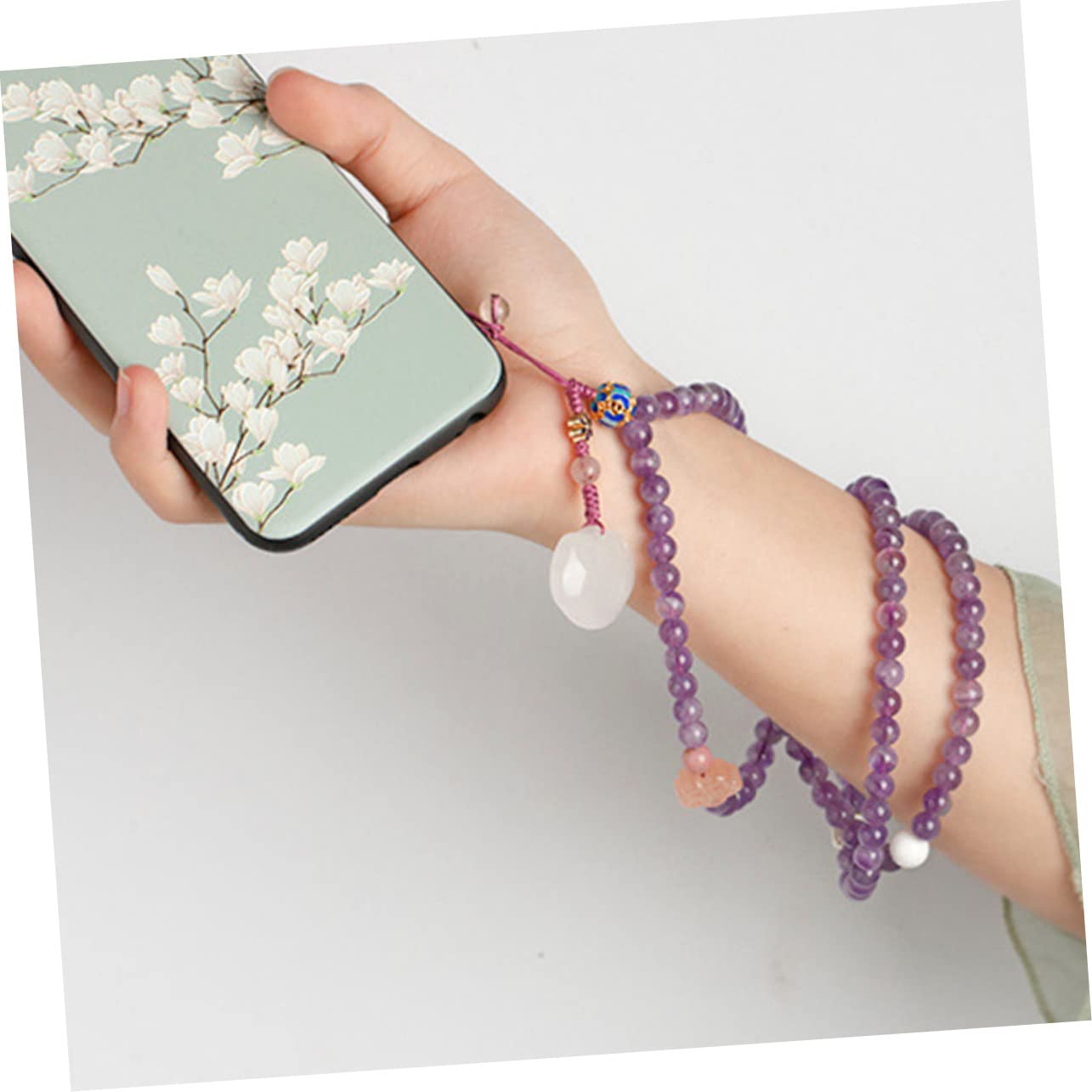 CHILDWEET Cordino Laccio Resistente per Cellulare in Ametista Naturale Funzione Decorativa e Elegante per Telefono e Abbigliamento per Uso Quotidiano
