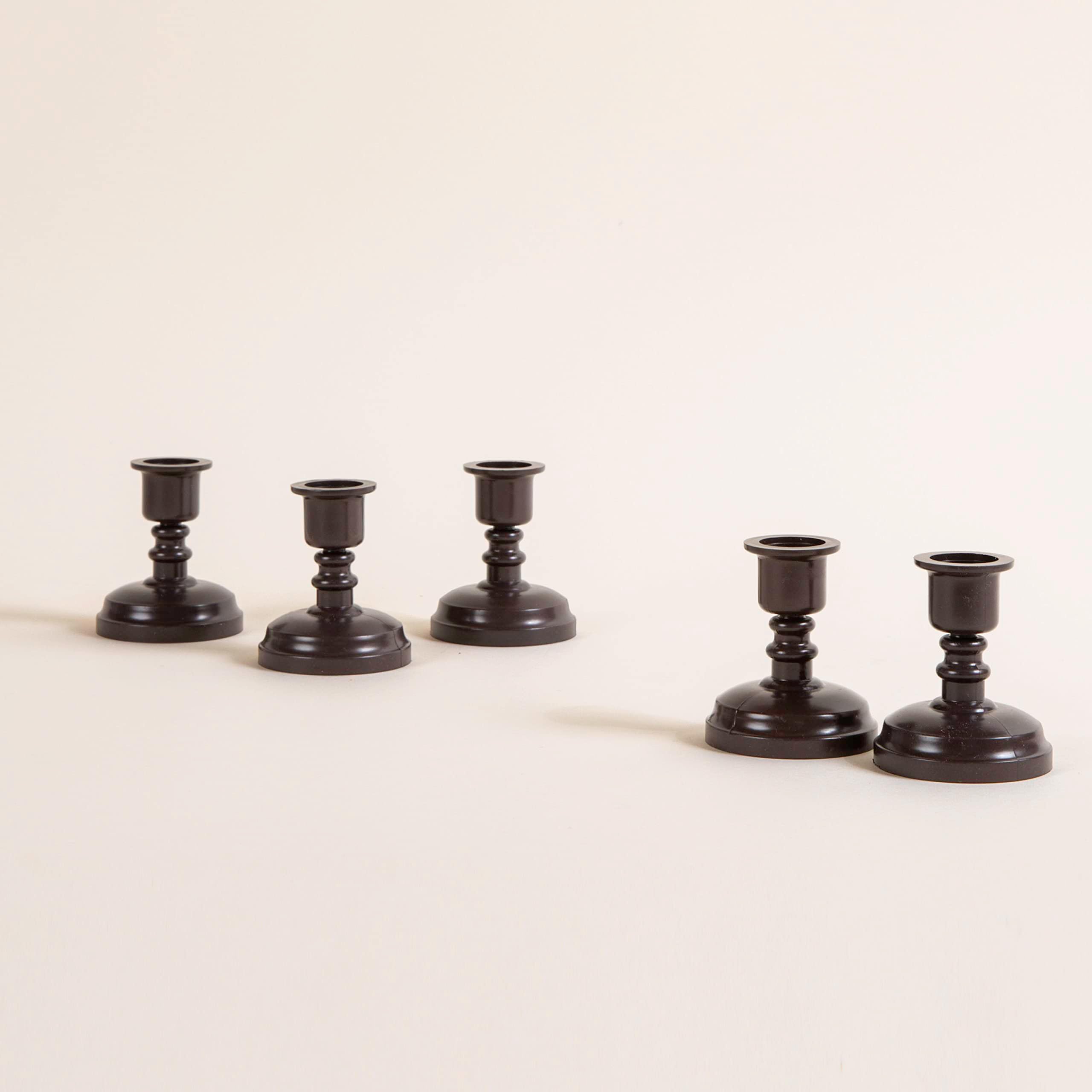 Set of 5 Bronze Plastic Candle Holders for use with Enchanted Spaces Flameless Taper Candles
