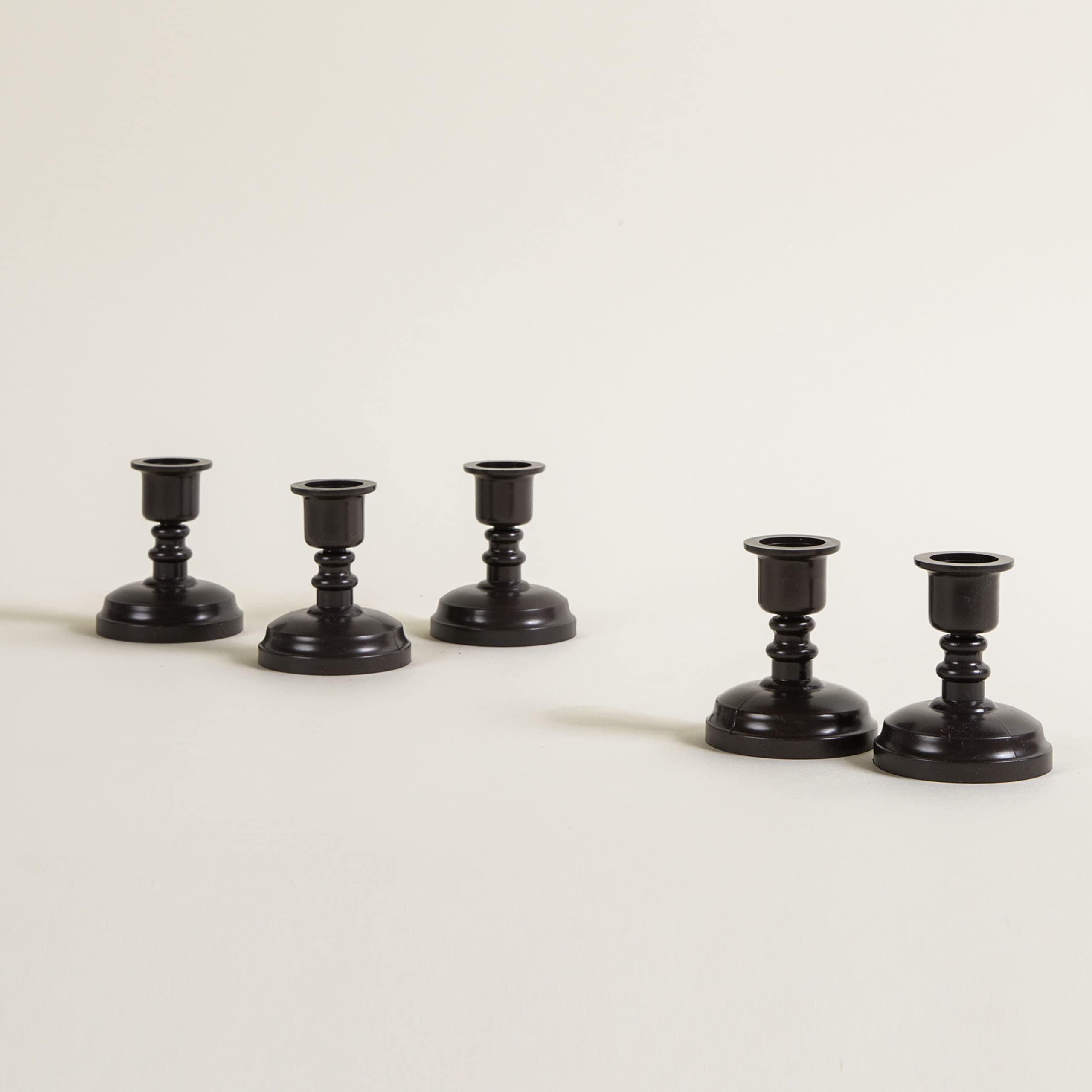 Set of 5 Bronze Plastic Candle Holders for use with Enchanted Spaces Flameless Taper Candles