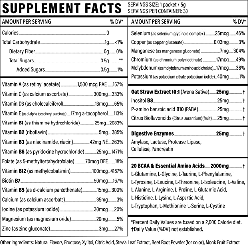 Sport Formula 99 189035000152 Vegan Superfood Daily Keto Multivitamin For Men And Women Bcaa Bcca Amino Acid Powder Packets Orange Mix Won'T Upset Your Stomach Powdered Digestive Enzymes Vitamin B Natural Flavoring Energy Complex thumb #4