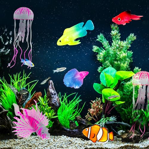 Image of Weewooday 7 Pcs Artificial Fish Glowing Effect,Elegant Color