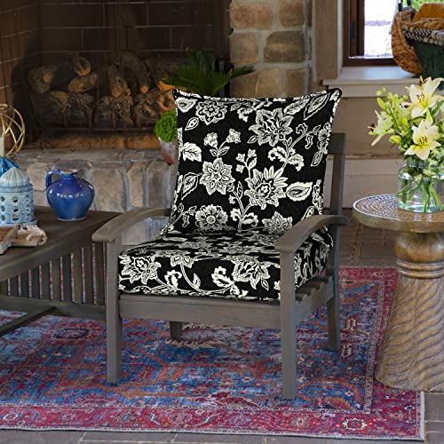 Image of Arden Outdoor Deep Seat Cushion Set (4-Pack), 22 in x 24 in, Weather-Proof, Rain-Proof, Fade Resistant Patio Cushion for Chair, Sofa, and Couch Ashland Black Jacobean
