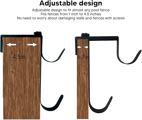 Miniatura 7 de Fdit 2 ganchos ajustables para postes de piscina, ganchos de metal de hierro para poste de piscina, accesorios de piscina para postes de piscina,