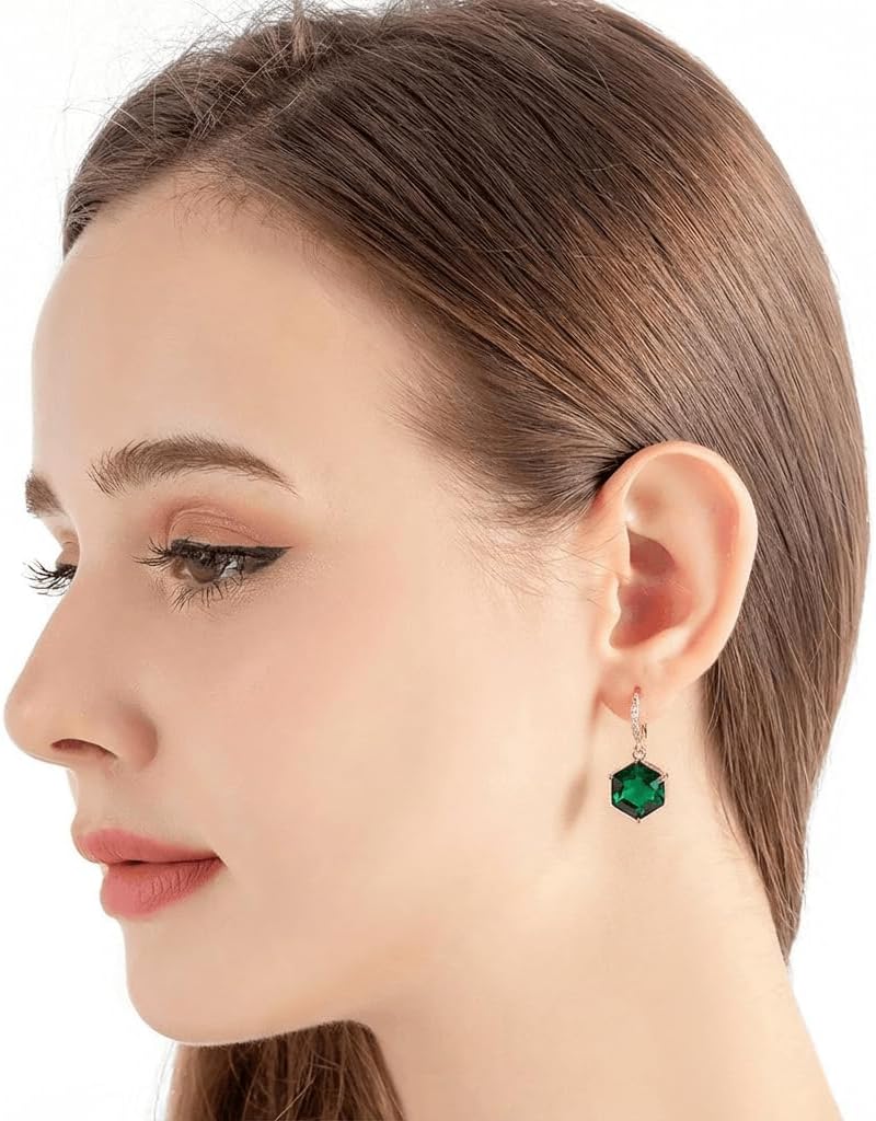 Austrian Crystal Cube Drop Dangle Earrings for Women 14K Gold Plated Hypoallergenic Jewelry - Image 2