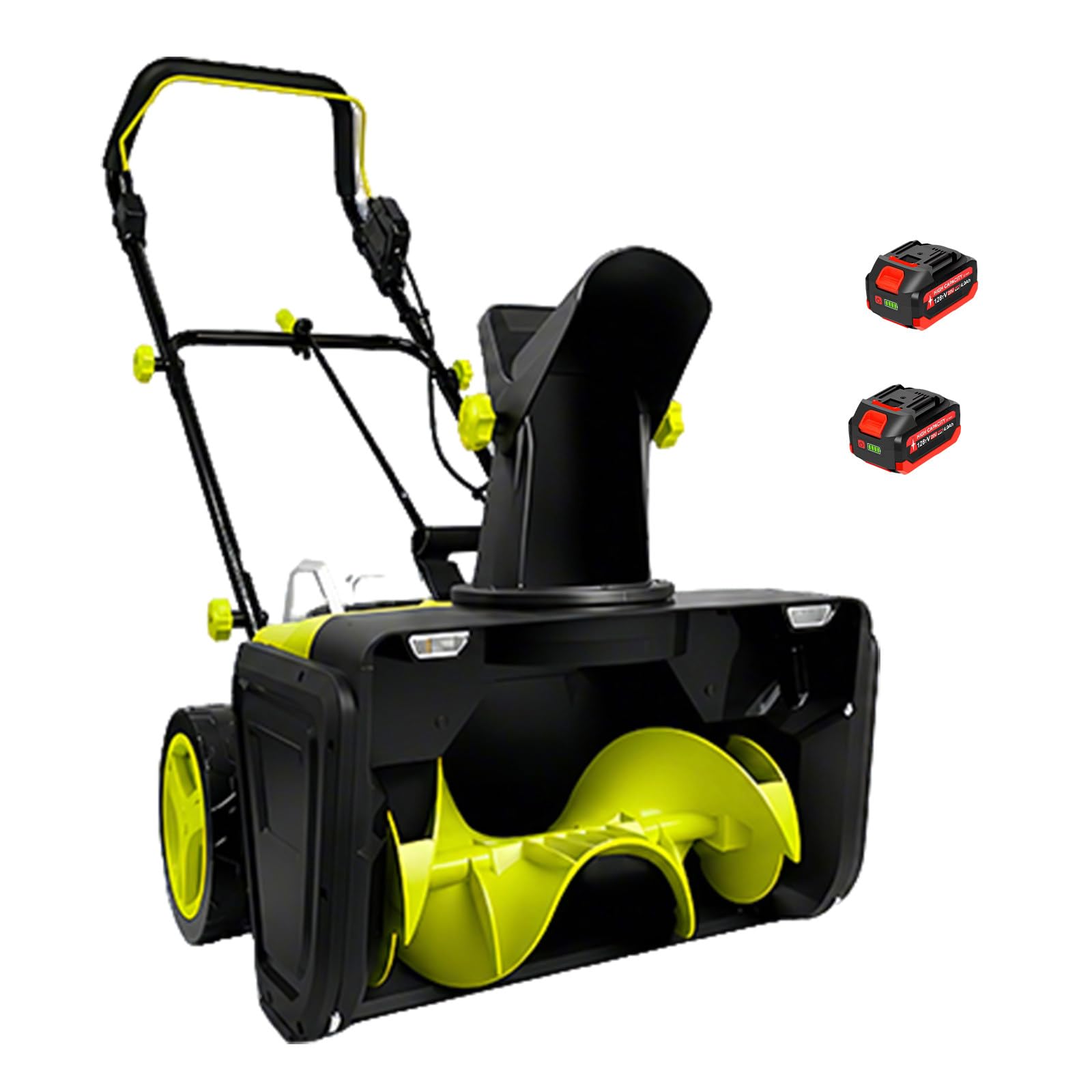 Pala da Neve elettrica Senza Fili 40V — Litio, 3500W, 7,6m di Lancio, Larghezza Percorso 50 cm,Canale orientabile 180°, rimuovi Neve Elettrico per vialetto e marciapiede 2Batteries