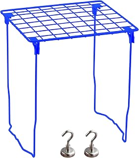 RLTHome Stackable Locker Shelf Bundle for Middle School Includes: Lockermate Extra Tall Stac-A-Shelf and 2 Heavy Duty Magnetic Hooks (Blue)