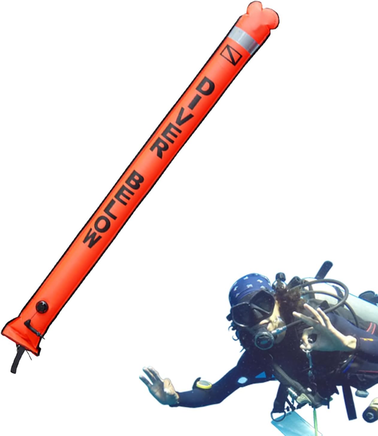 Dive Marker Buoy - High Visibility Dive Flag Buoy - High Visibility Inflatable Signal Tube, Reflective Safety Sausage Signal Marker Float for Diving