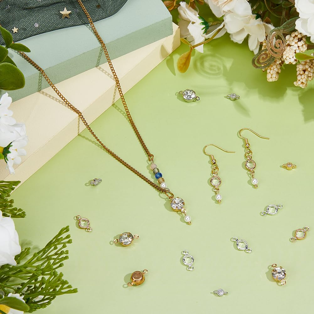 SUPERFINDINGS 32 PEZZI 4 Stili Strass Connettori Charms Zirconia Link Charm Cristallo Ciondolo Strass Connettore Per Collana Bracciale Orecchini