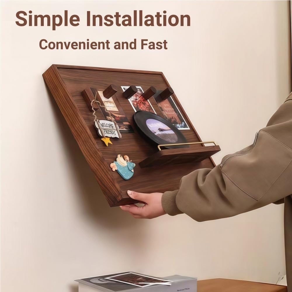 Modern Wooden Electric Panel Cover with Hooks & Shelf, Decorative Breaker Box Cover for Wall Storage, Stylish Fuse Box Cover for Entryway & Living Room (23.6"x15.7")