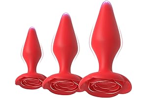 Silicone Rose Flower Set of Three Anal Plugs for Beginners and Advanced Anal Sex Training