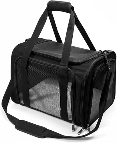 Miniatura 2 de Dog Carrier for Pets, Up to 25 Lbs, Collapsible Travel Carriers for Puppy with Shoulder Strap and Removable Mat, 20x13x13 Inch, Black