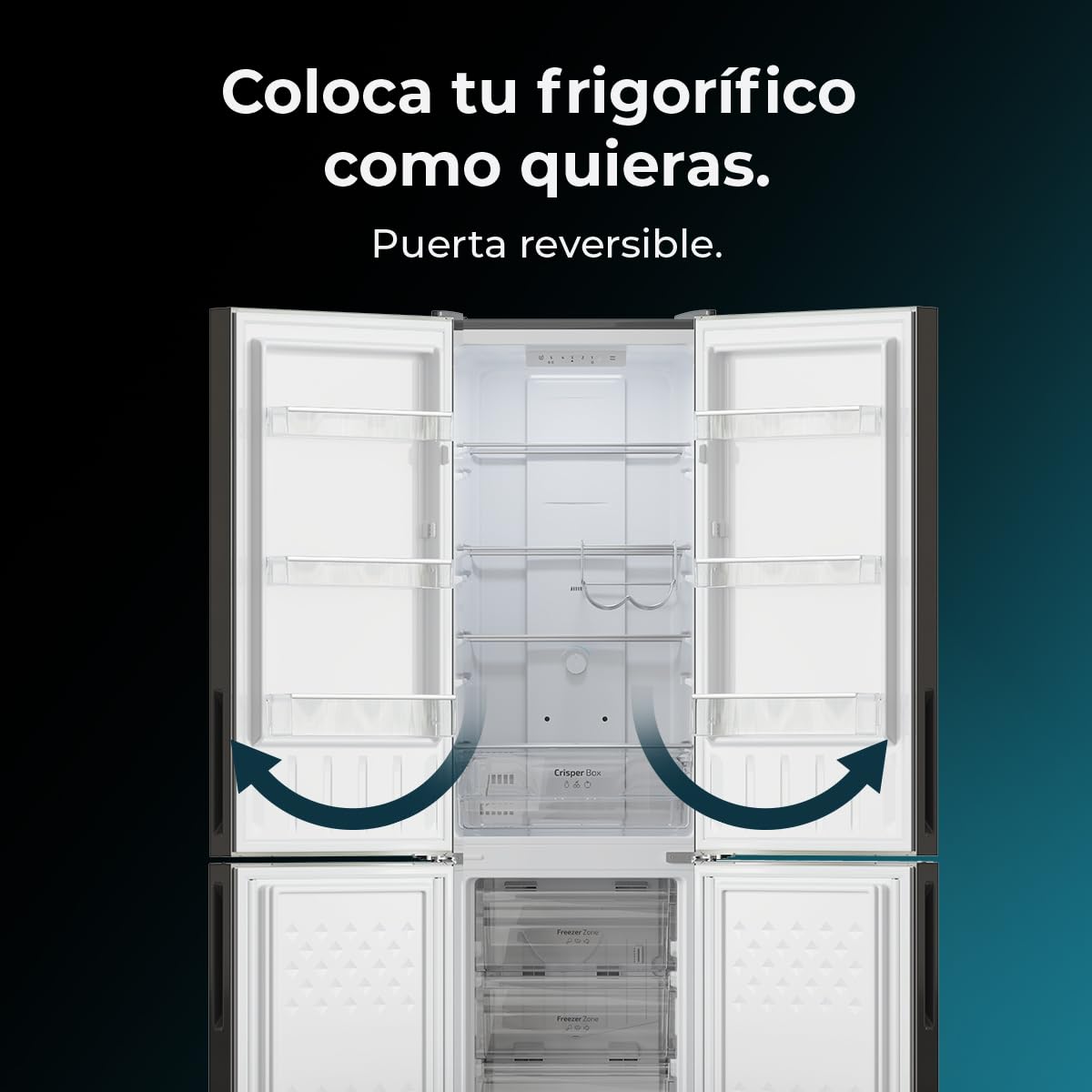 Cecotec Kühl-Gefrierkombination Bolero CoolMarket Combi 250 Dark D. Inverter Plus Kompressor, Dunkler Edelstahl 180X55Cm, 250L, No Frost, Klasse D, Multi Air Flow, Fast Cooling, Humidity Box Schublade