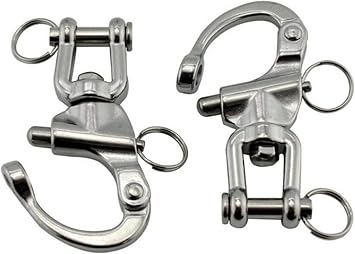 2Pcs Marine Swivel Snap Shackle, 316 Stainless Steel Quick Release Diving Clips Swivel Snap Hook for Sailboat Spinnaker Halyard Yacht
