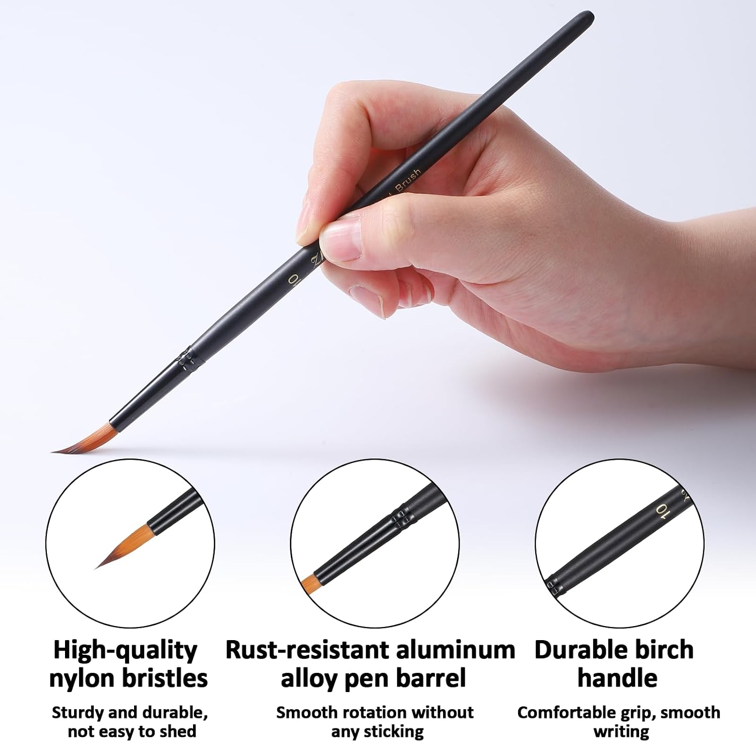 12 Pcs Artist Watercolor Paint Brushes, Watercolor Brushes Professional Set, Different Sizes Round Paint Brushes Detail Painting Brush for Watercolor, Acrylics, Ink, Gouache, Oil, Black