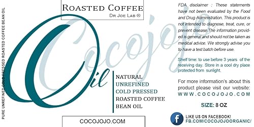 Miniatura 3 de Dr Joe Lab Aceite de grano de café tostado, puro prensado en frío, sin OMG, 8 onzas, para piel, cabello, cuerpo, uñas, cutículas, vello facial,
