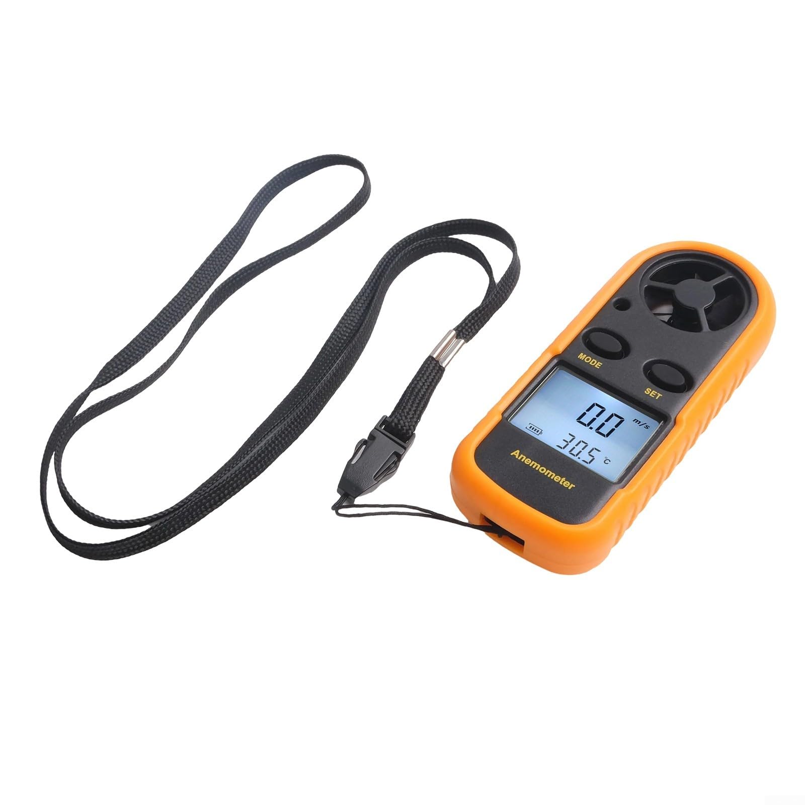 Digital Lcd Anemometer With Backlight For And Temperature Measurement In Meters Per Second Knots Miles Per Hour For Outdoor Sailing Surfing Hiking Activities Yellow Color Handheld Device