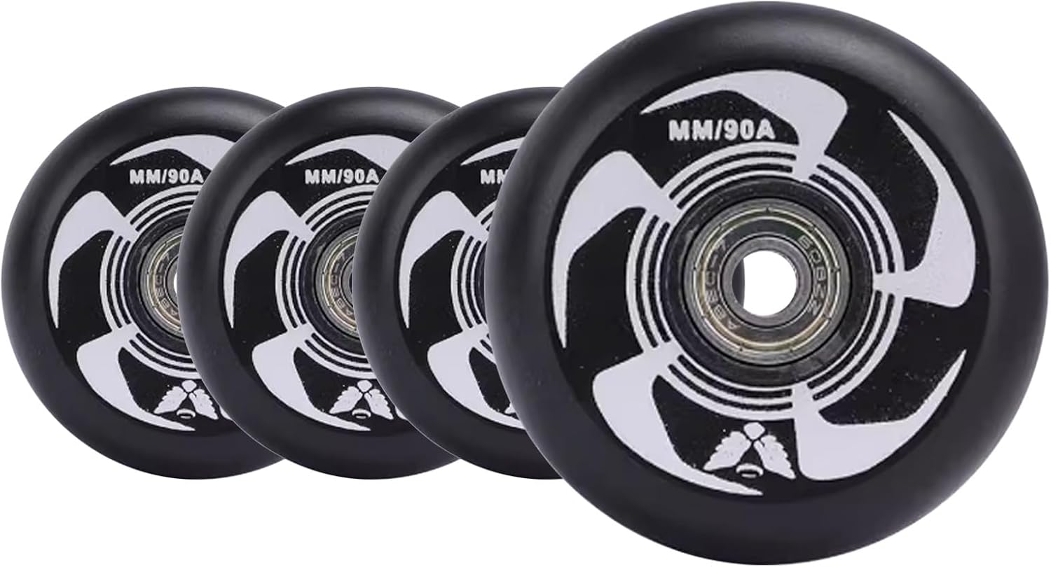 Skate Wheels Replacement, Skateboard Wheels 4 Pack 90A Inline Roller Skate Wheels Indoor， Roller Blade Skating Wheels, Roller Roller Skate Wheels Indoor with Bearings