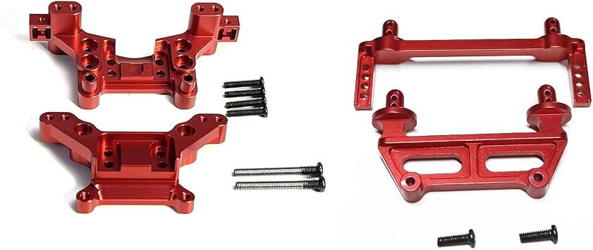 Metal Upgrades 16281 F/R Body Pillars and 16170&16180 Shock Mount Tower Accessories, Aluminum Alloy Parts for Hyper Go H16BM H16GT H16DR Jetwood 1/16 Scale RC Car Red