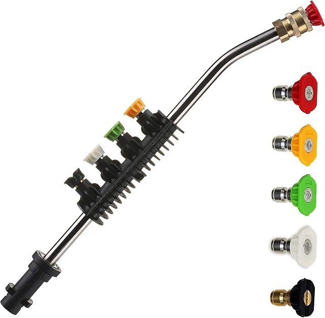 YUET Dirt Blaster Power Lance for Karcher K2 K3 K4 K5 K6 K7 Kärcher Series, Jet Wash Extension Wand with 5 Replacement Nozzles, Pressure Washer Gun Accessory Spray, Gutter Rod Cleaner Attachment