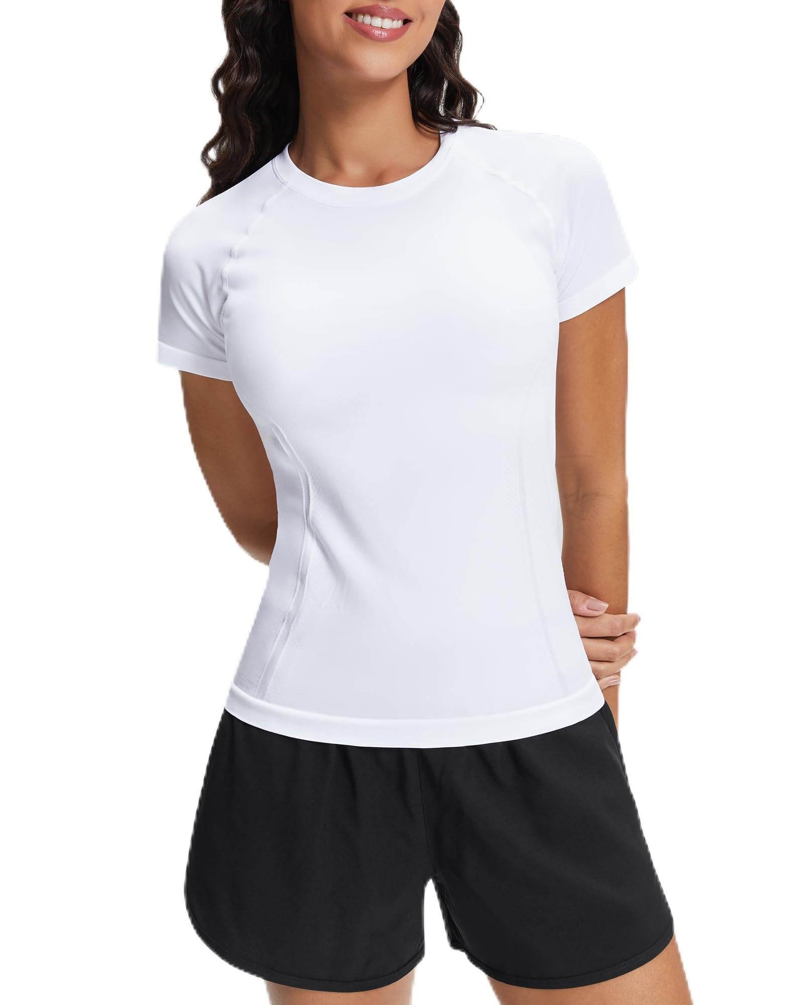 Stelle Women Seamless Workout Shirts Short Sleeve Athletic Top Yoga Gym Running T-Shirts