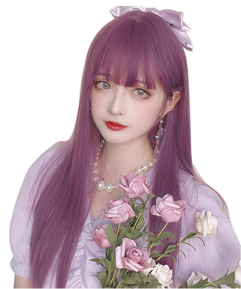 Rose Purple Wig Makeup Party Celebrity Daily Long Straight Lolita Sweet Cute Harajuku Female Cosplay Party Wig 1-99 Pieces $15.59 100-999 Pieces