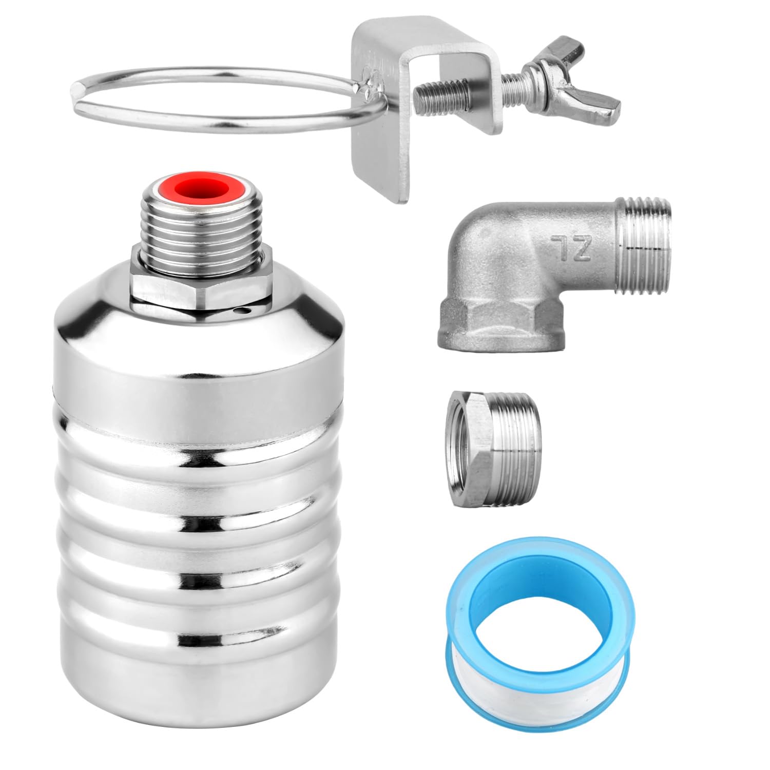 Kit de 4 Válvulas de Flotador Agua, Válvula Flotador Control Automático Nivel Agua Acero Inoxidable 1/2" a 3/4'' para Acuario Piscina Pecera Abrevadero para Ganado Destilador