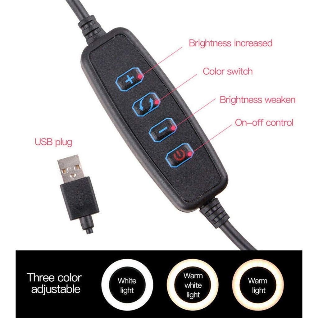 Luce ad anello per selfie da 6" con supporto per treppiede e supporto per telefono per streaming live/trucco, luce ad anello di bellezza per fotocamera a led dimmerabile, tre colori regolabi