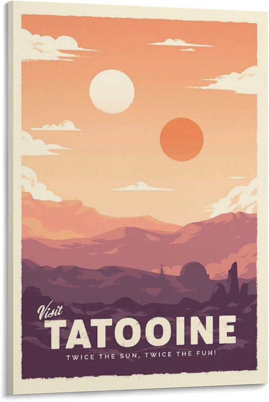 タトゥイーンスターウォーズminimalistischesアニメレトロreiseポスター 販売期間 限定のお得なタイムセール アートパネル キャンバス 壁アート モダン部屋飾り 版画 40x60cm インテリア 壁の絵 ホームアートワーク16x24inch