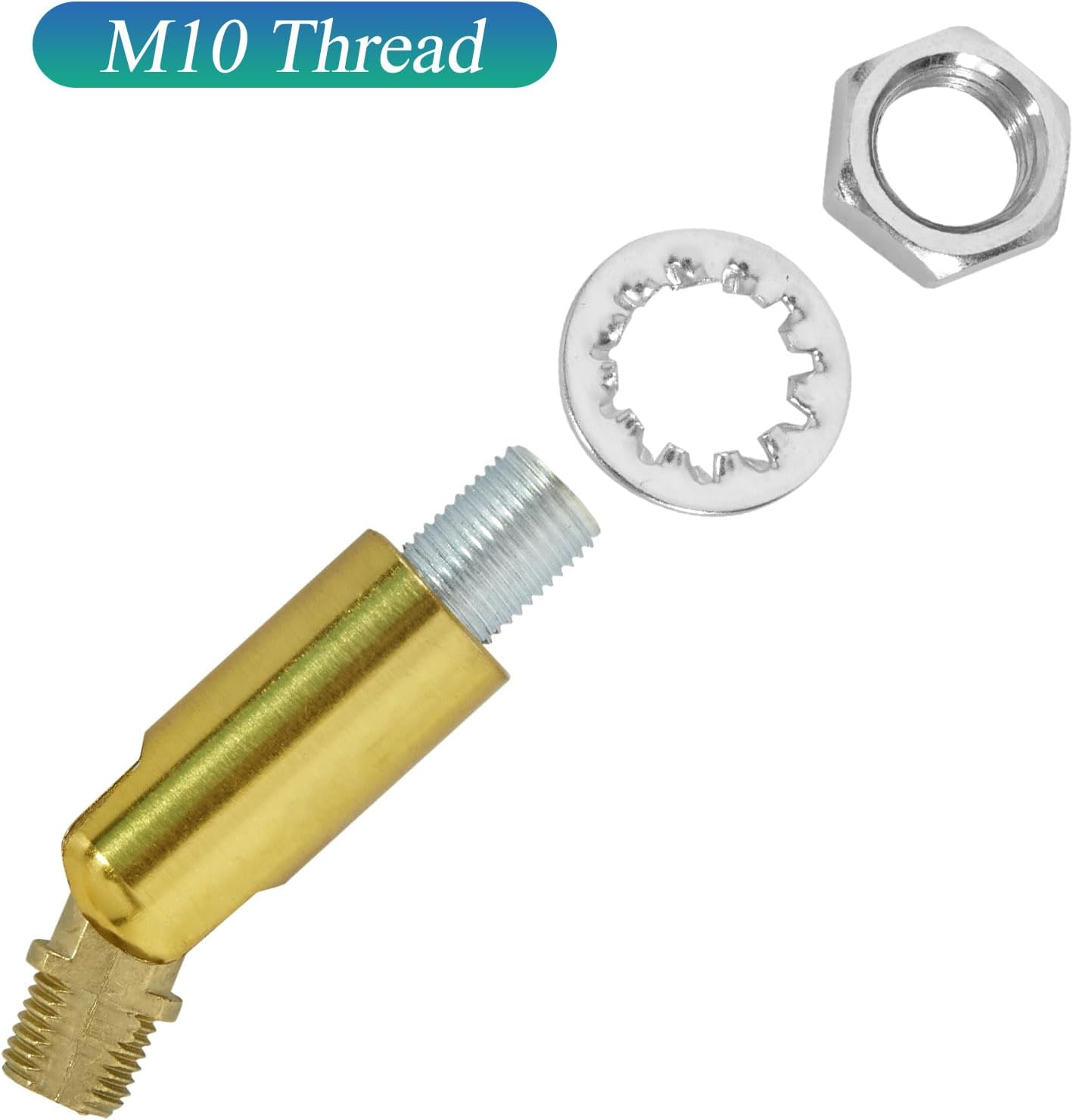 M10 Threaded Extension Rod with Sloped Ceiling Adapter Kits for Pendant Light, Island Lighting, Brass