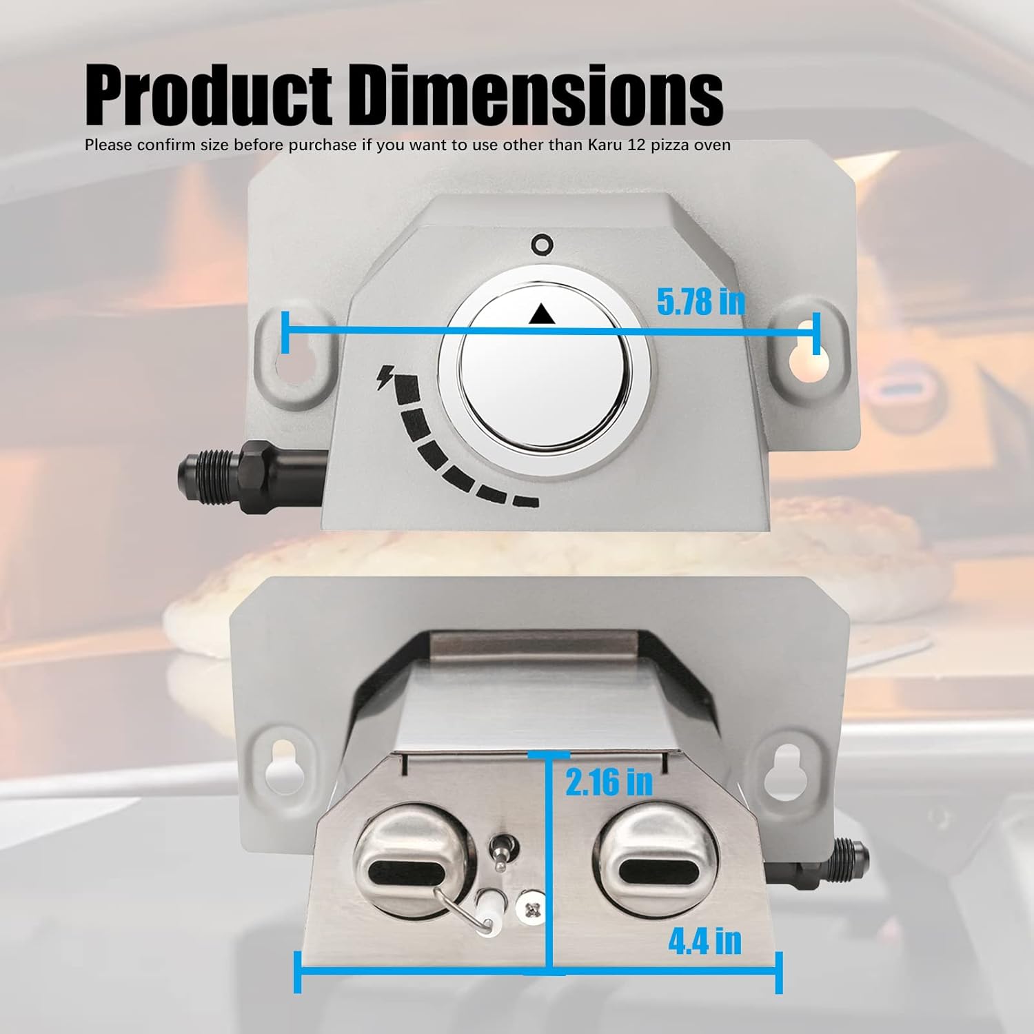 Three-Shelf Movable Outdoor Grill Table and Gas Burner Attachment for Ooni Karu 12 Pizza Oven, Upgrade Thicken Cart and Replacement Parts for Pizza Oven