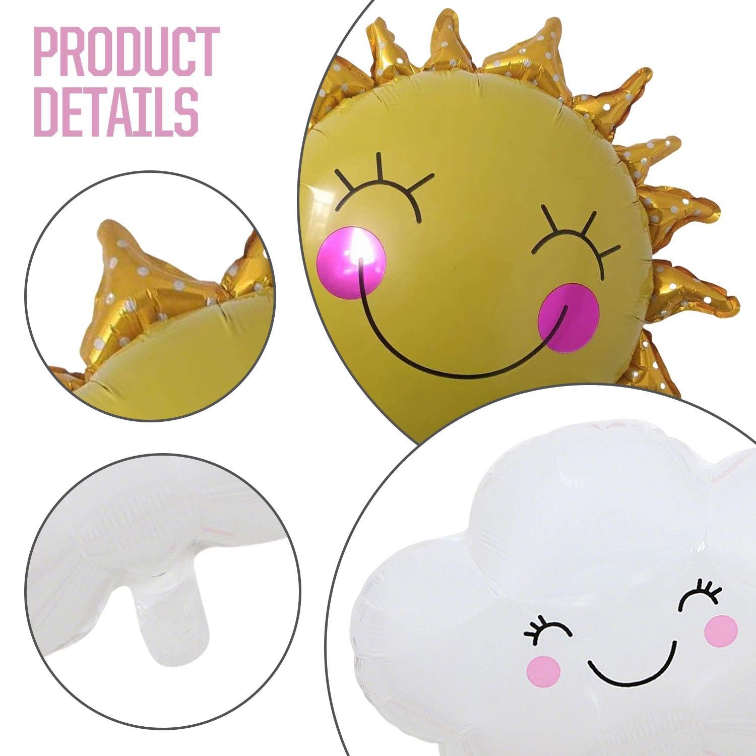 HINFHI 10 Pieces Cartoon Balloons, Cute Cloud Balloons, Smiling Sun Balloons, Children'S Inflatable Toys, Party Decoration Accessories. - Image 3