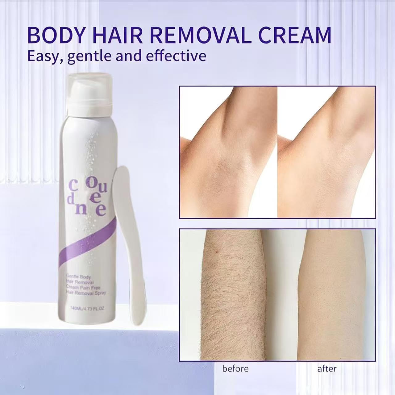 Spray depilatorio, kit delicato per la depilazione del corpo, per donne e uomini,2PCS