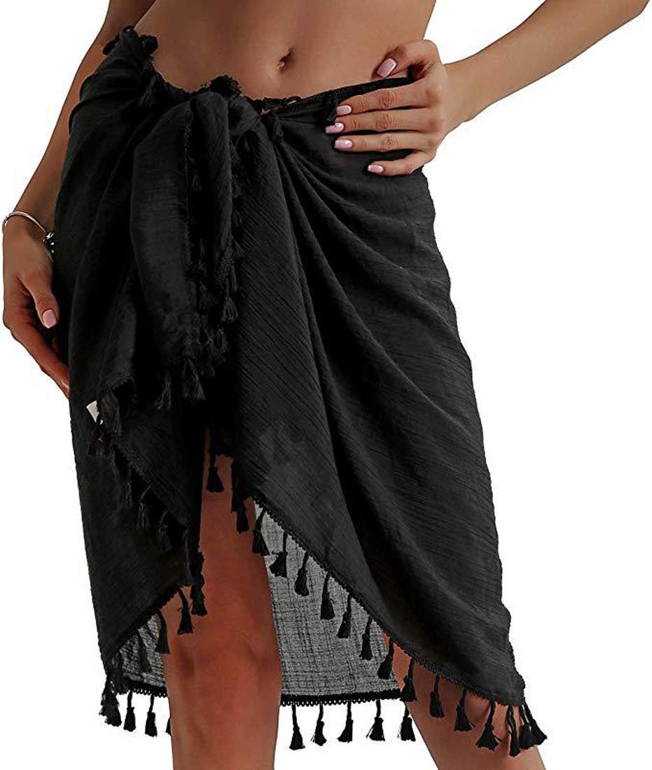 UMIPUBOMujer Vestido de Playa Semi-Transparente Ropa de Baño Playa Vestido Suelto de Bikini Cover up Sarong de Playa Pareo Chal Falda con borlas