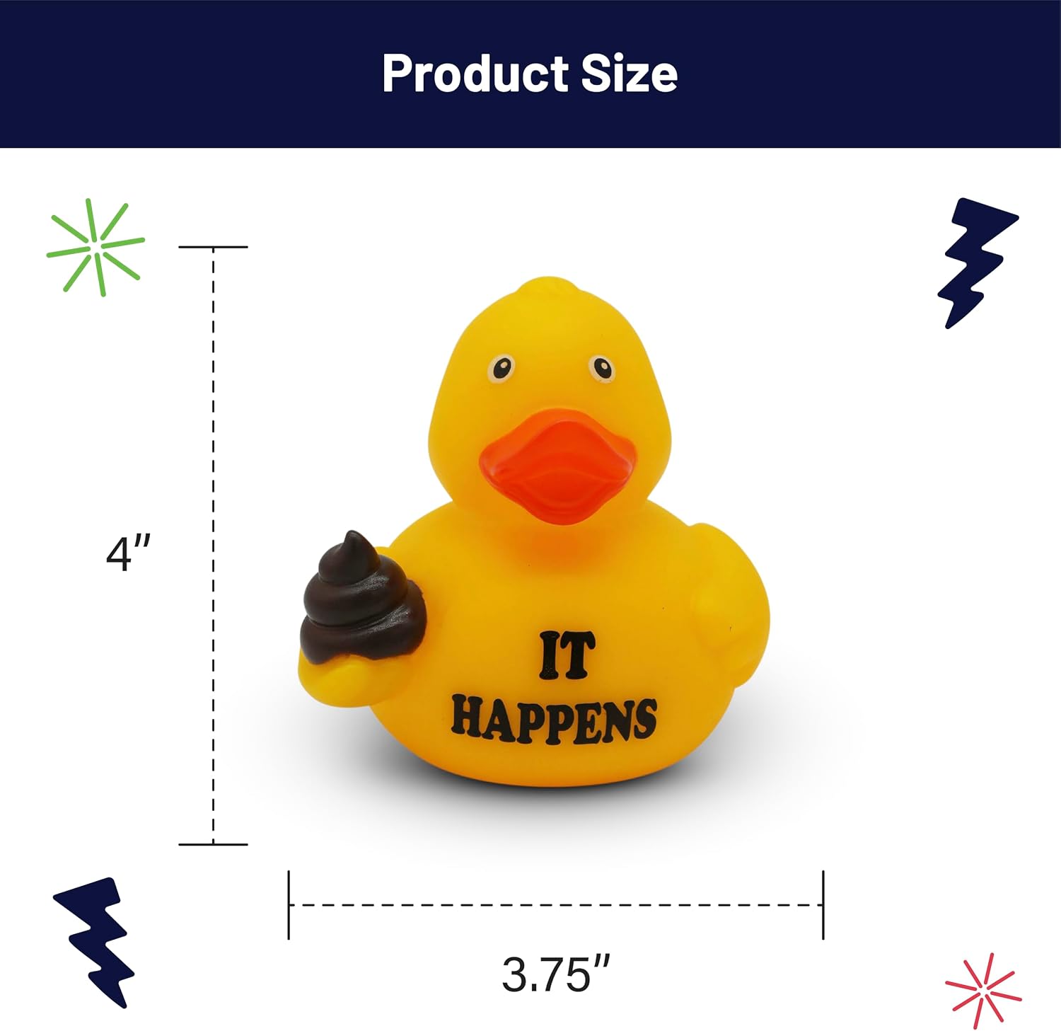 Funny Rubber Duck – Hilarious Decorative Duck for Bathroom, Jeep, Desk, or Gag Gift – Quirky Collectible with Sarcastic Quote – Great Gift for Adults, Coworkers, or Friends-It Happens image 2