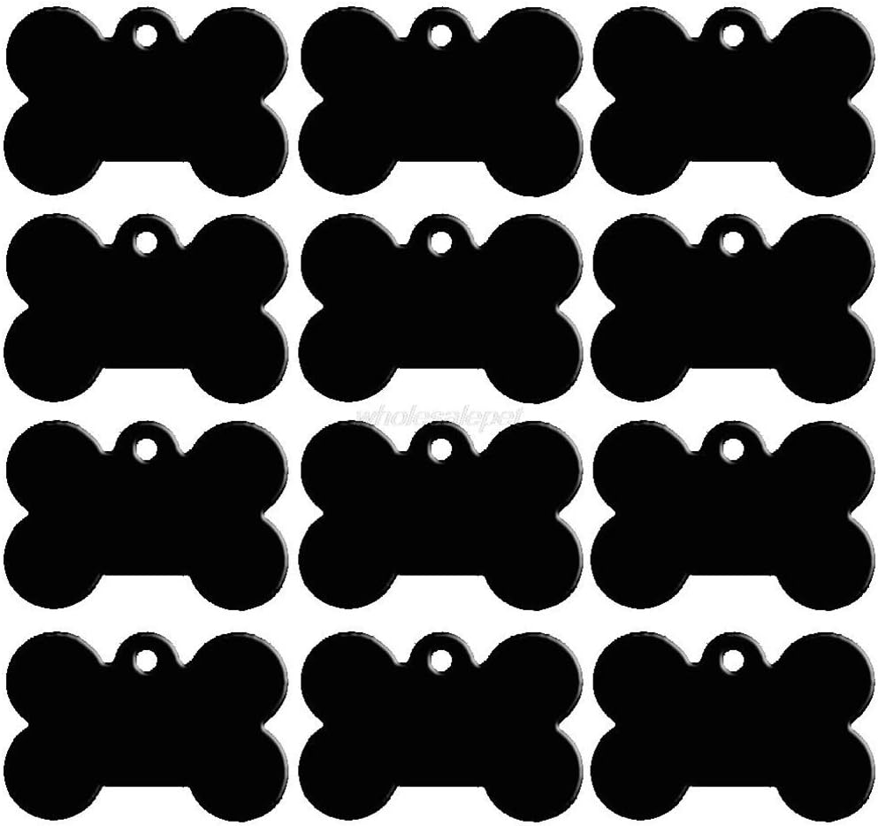 100 pcs/lot Bone Shape Double Sides Personalized Dog ID Tags Customized Cat Puppy Name Phone No. (Don't Offer Engrave Service) Black 40x27x1mm
