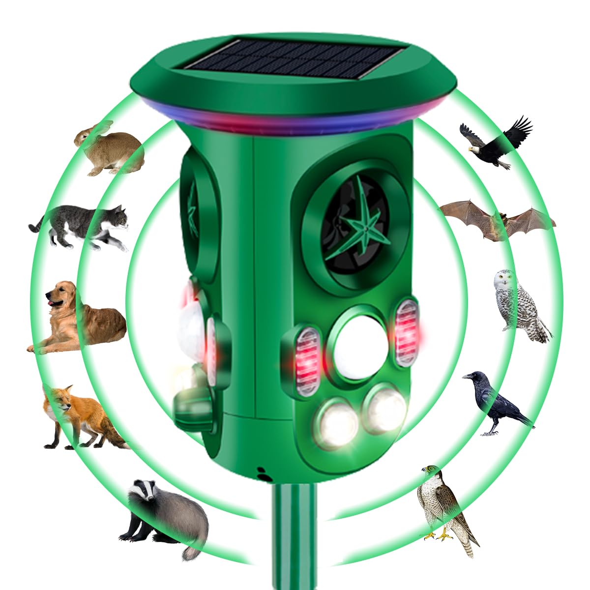 Repelente de Gatos Fleau Garden Pro - Repelente de Animales - Ultrasónico - Energía Solar - Repelente de martas - de Palomas - de plagas - Resistente al Agua