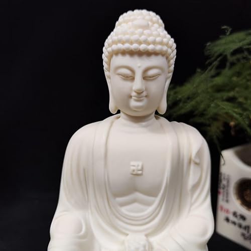 Miniatura 4 de Estatua de Buda Amitabha de 7.87 pulgadas, decoración zen, buda blanco sentado en loto, regalo de Feng Shui, figura de meditación para oficina en