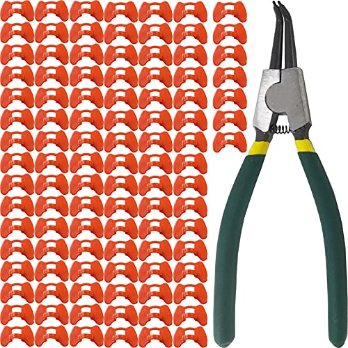 ROYHOO 101PCS Pinless Peepers with Pliers Chicken Peepers Pheasant Poultry Blinders Spectacles Anti-Pecking Eye Glasses Pliers Tool for Pet Middle