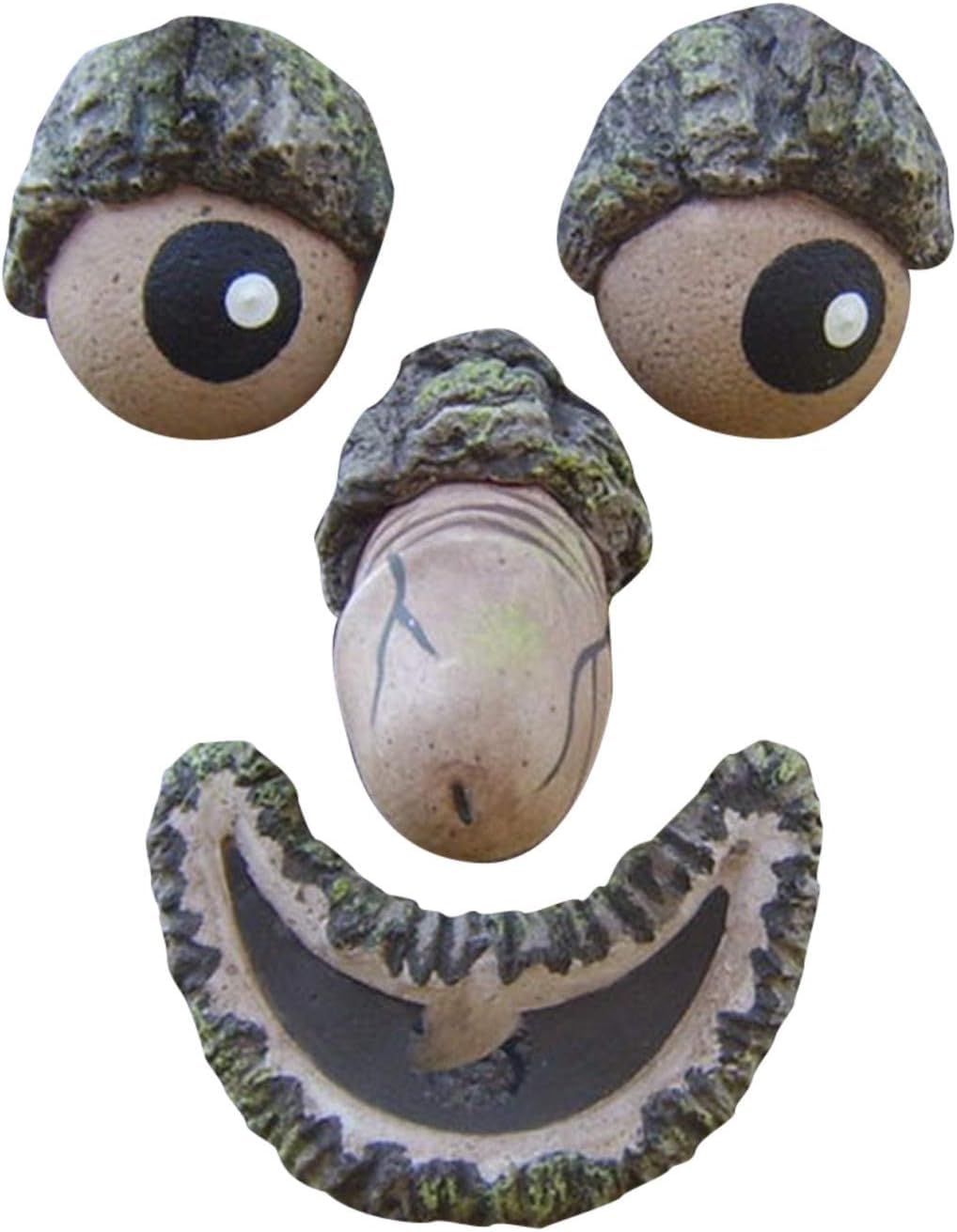 Lustige Baumgesicht-Skulptur – Gehörnter Alter Mann Für Garten-Deko (23x18 Cm)
