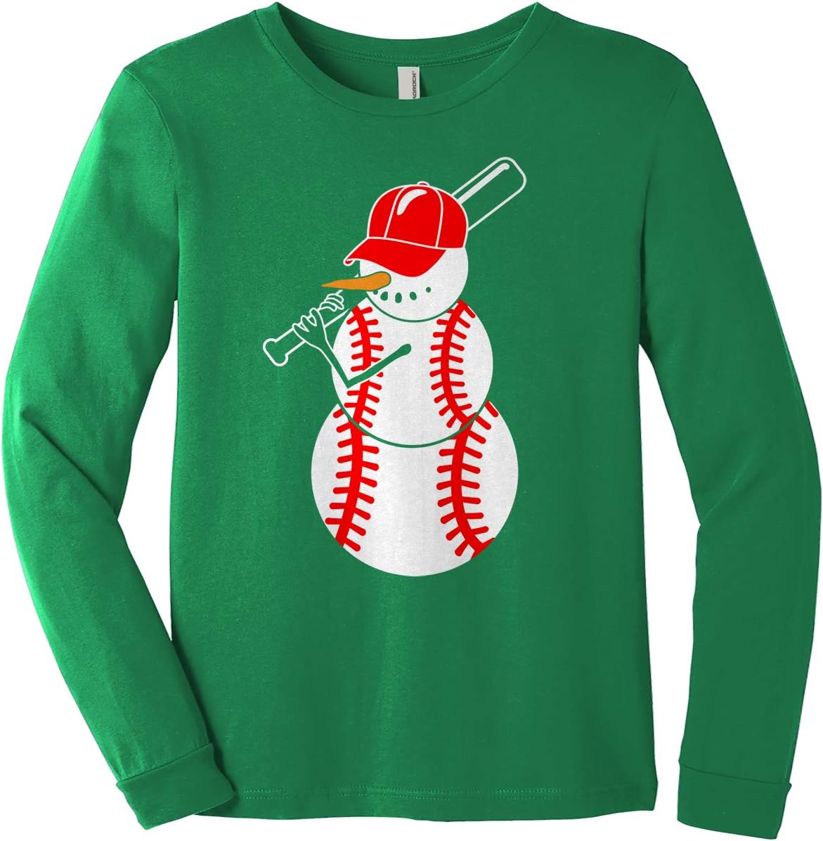 Threadrock Big Boys' Baseball Snowman Youth Long Sleeve T-Shirt