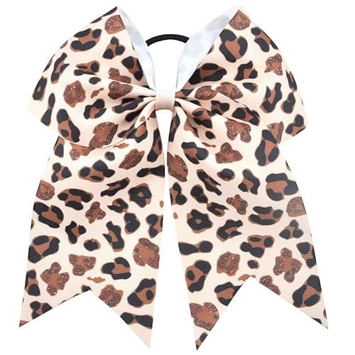 Leopard Cheer Bow For Girls Cheetah Ponytail Holder Bowknot Leopard Bow Hair Ring Tie Phb01 (A1) #TOP1