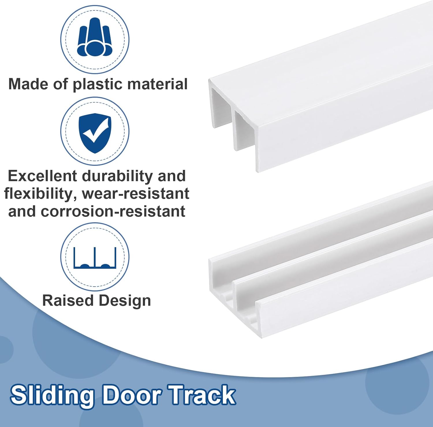uxcell 2Set White Plastic Sliding Door Track, Sliding Glass Window Track for 1/4" Thick Panels, for Closet Glass Cabinets Door Track (4Ft Long)