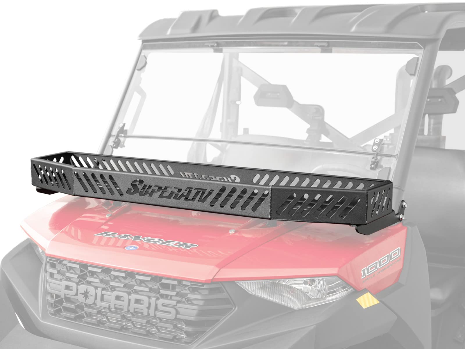 SuperATV Hood Rack Bravo for Polaris Ranger XP 1000 / Crew (See Fitment) | 150 Pound Weight Limit | Multiple Tie-Down Points | Powder-Coated Steel | OEM Mounting Points