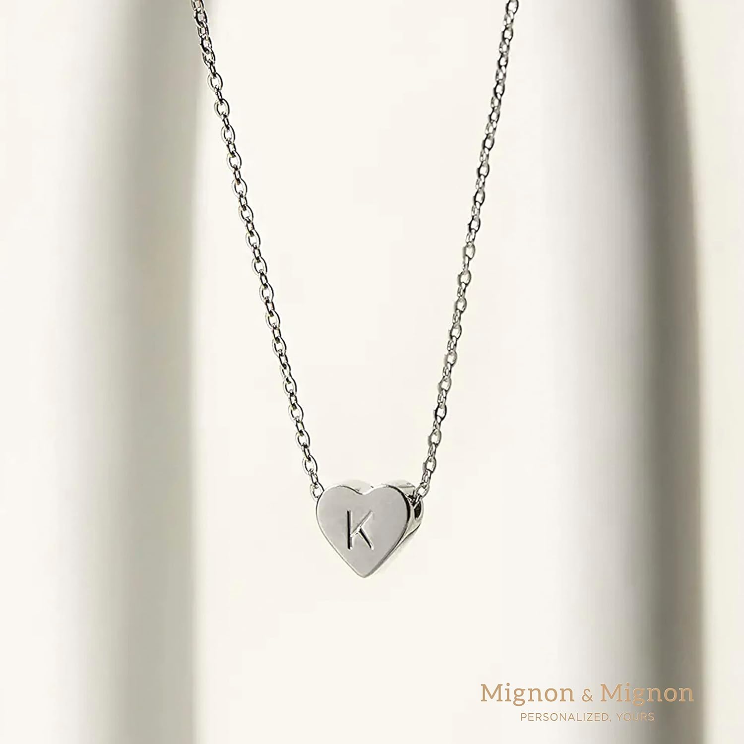 MignonandMignon Dainty Heart Initial Necklace Birthday Gift for Mom Women Anniversary Friendship Necklace for Bridesmaid -FHN