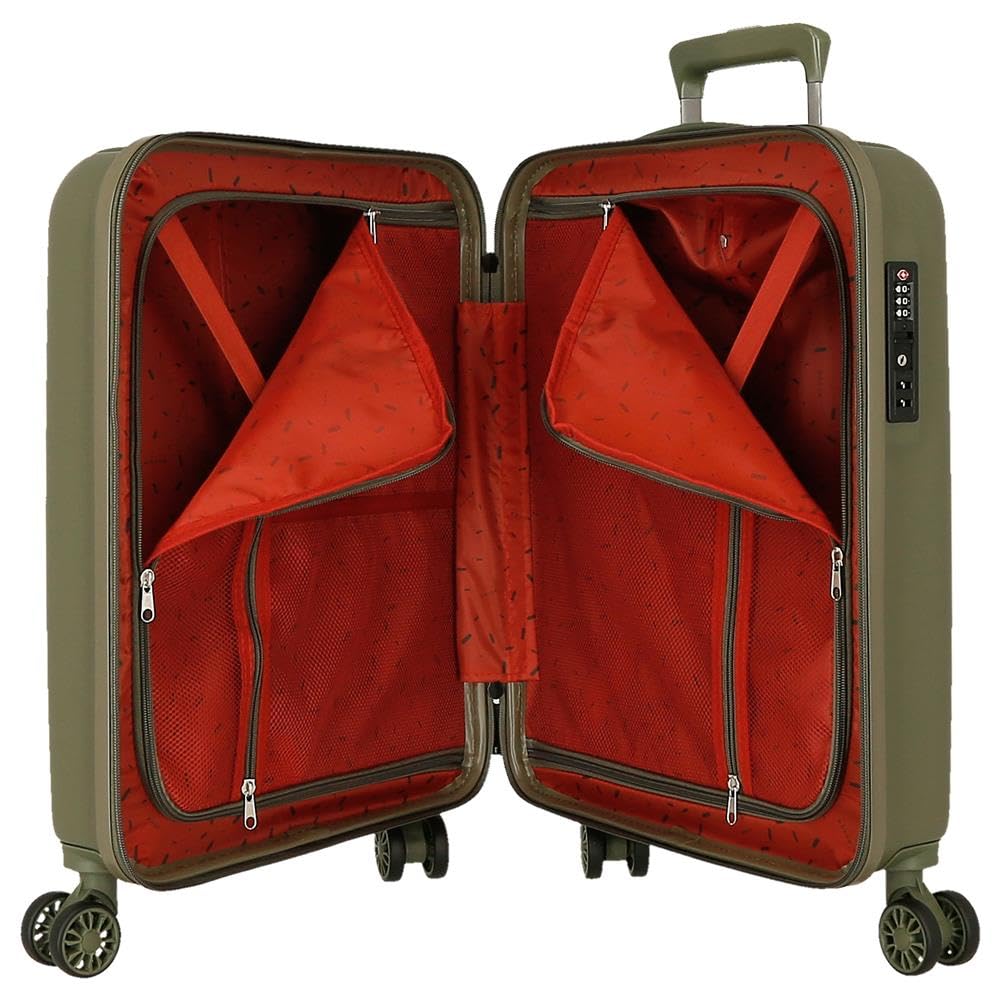 Movom Wood Walizka kabinowa, średnie, duże i zestawy, sztywne ABS zamknięcie TSA, 4 podwójne koła wysuwany bagaż podręczny Joumma Bags, khaki, 40 cm x 55 cm x 20 cm, Walizka kabinowa