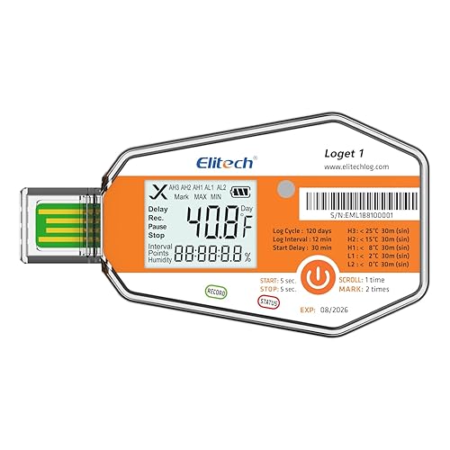 Elitech LogEt 1 Registrador de datos de temperatura de un solo uso PDF puerto USB 16000 puntos